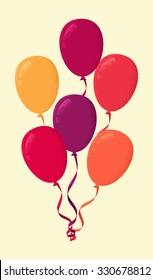 Bunch of colorful balloons. Retro vector illustration