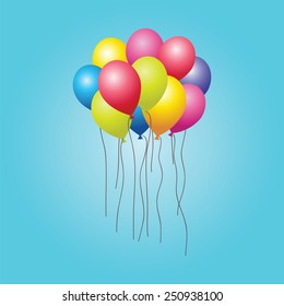 bunch of colorful balloons in the sky. vector 
