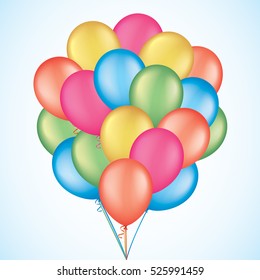 Bunch of colorful balloons. Colorful vector balloons for your party greeting card design decoration, isolated on background.