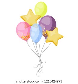 Bunch of colorful bright balloon for birthday party celebration. Collection of round element for decoration. Vector illustration in cartoon style