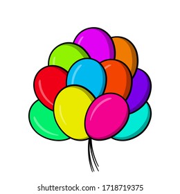 Bunch of colorful cartoon balloons isolated on white background. Vector illustration 