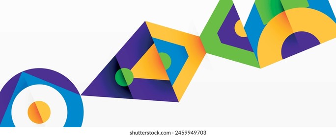 a bunch of colorful geometric shapes on a white background High quality