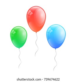 Bunch of colourful balloons isolated on white background. Vector.