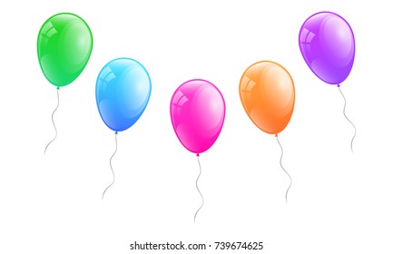 Bunch of colourful balloons isolated on white background. Vector.