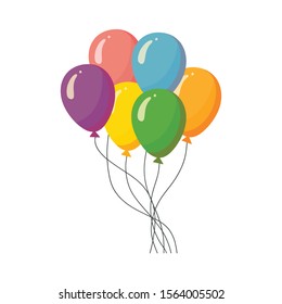 Bunch of colourful glossy balloons isolated on white background. Vector Illustration eps10.