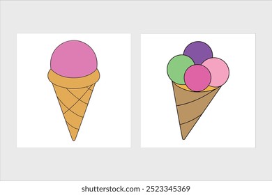 A bunch of cone ice-cream vector illustration