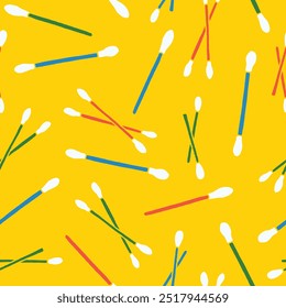 Bunch of Cotton Bud Vector Seamless Pattern illustration Design