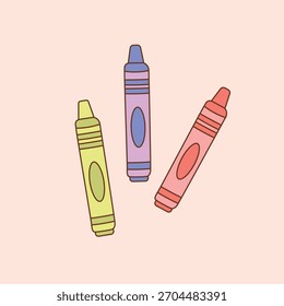 Bunch of crayons on isolated white background.Vector illustration