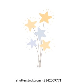 Bunch of cute stars. Cosmic flowers bouquet. Fairy stars bunch vector illustration 