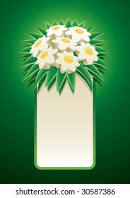 Bunch of daisy banner. 3d daisies vector illustration. Elements are layered separately in vector file. CMYK color mode.