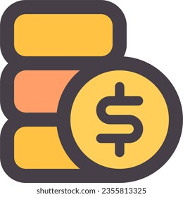 Bunch Of Dollar Coins Vector Icon