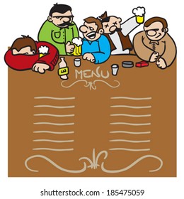 grupo de borrachos con menú