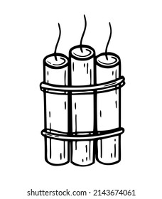 Un montón de dinamita dibujado a mano en el estilo de doodle Bueno para imprimir Símbolo del concepto occidental Vector aislado 