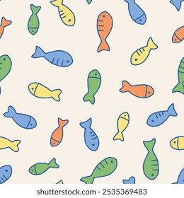 Bunch of Fish Vetor sem emenda padrão ilustração Design