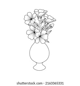 bunch of flower coloring page design line art with decorative outline stroke design