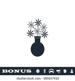 Bunch of Flowers icon flat. Black pictogram on white background. Vector illustration symbol and bonus button