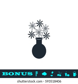 Bunch of Flowers icon flat. Black pictogram on white background. Vector illustration symbol and bonus button
