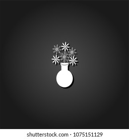 Bunch of Flowers icon flat. Simple White pictogram on black background with shadow. Vector illustration symbol