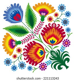 Bunch of flowers. Illustration of Polish traditional paper-cut from Lowicz region
