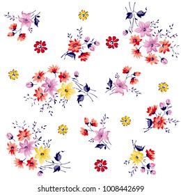 Bunch of flowers pattern for textile print, wallpaper