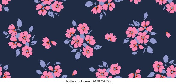 Bunch of flowers, seamless patterns with floral for fabric, textiles, clothing, wallpaper, wall art, cover, banner, interior decor, abstract backgrounds. vector illustration.