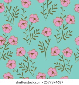 Bunch of flowers, seamless patterns with floral for fabric, textiles, clothing, wallpaper, wall art, cover, banner, interior decor, abstract backgrounds. vector illustration