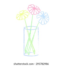 Bunch of flowers in a vase. Single line icon. Vector illustration.