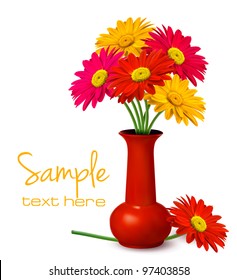 Bunch of flowers in a vase. Vector.