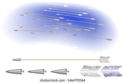 Bunch of flying arrows and elements of clip-art.