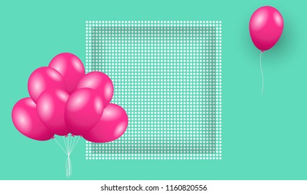 Bunch of the flying balloons and 3D frame. Vector illustration EPS10 for festive designs as holiday, party, celebration and greeting card