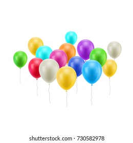 Bunch flying balloons isolated. Bunch of flying balloons on a white background isolated for designers and illustrators. A lot of gasbags in the form of a vector illustration