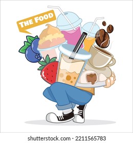a bunch of food and drink that is held by someone.