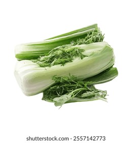 A bunch of fresh celery with leafy greens.