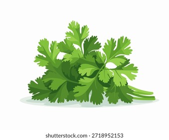 Un manojo de cilantro fresco se representa en un estilo de Vector, mostrando numerosas hojas verdes asociadas principalmente con usos culinarios. Las hojas de cilantro se muestran en una disposición agrupada, lo que las hace fácilmente reconocibles. Esta representación gráfica se puede utilizar para diseños relacionados con alimentos, recetas o Sitios web de cocina. El color vibrante resalta la frescura de la hierba, atrayendo a cualquier persona interesada en cocinar con ingredientes naturales