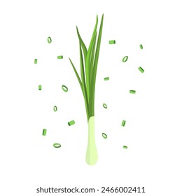 Bunch of fresh green onions. vector illustration in flat design