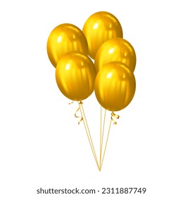 bunch gold balloons vector illustration isolated on a white background