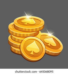 Bunch of gold coins icon. Vector illustration
