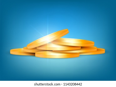 A bunch of gold coins, wealth, a jackpot