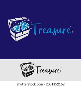 a bunch of gold jewelery on the box treasure logo design vector illustration