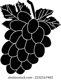 Ilustración de icono de silueta de fruta de uva.