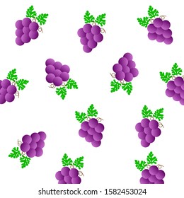 Bunch of grape with leaf isolated on white background.Design for your project.Good for print or screen fabric ,wrapping paper.Fruit pattern.Vector.Illustration.