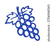 bunch grape mediterranean doodle. Vector doodle illustration icon isolated on white bg.