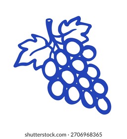 Manojo de uva Doodle mediterráneo. Vector doodle ilustración icono aislado en blanco bg.