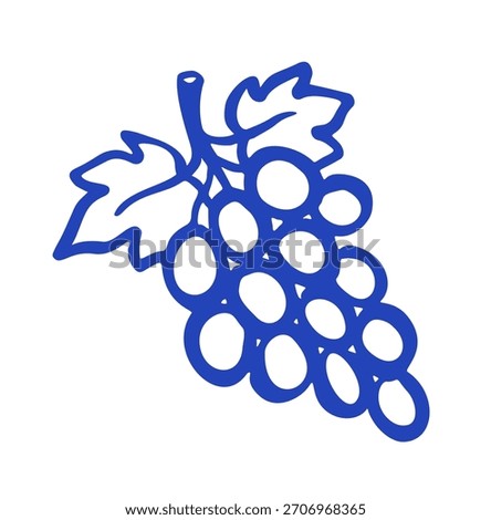 bunch grape mediterranean doodle. Vector doodle illustration icon isolated on white bg.