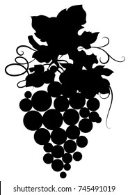 Bunch of grapes black silhouette. Vector illustration