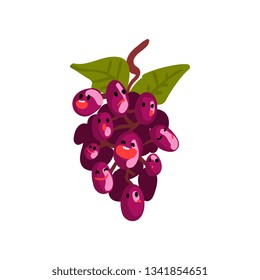 Bunch of Grapes Characters with Funny Faces Vector Illustration