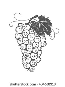 bunch of grapes with cheerful faces