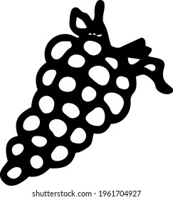 A bunch of grapes close-up. Hand-drawn black and white vector illustration isolated on a white background.