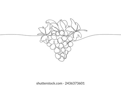 Bunch of grapes continuous one line drawing. Abstract linear organic berries for wine logo design, minimalist vineyard symbol. Vector illustration