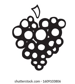  bunch of grapes  (doodle style as a beautiful icon, linear sketch, vector, hand drawn )